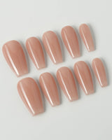 Pure Touch press-on nails in medium coffin shape — Minimalist Nude Pink,ombre