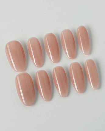 Pure Touch press-on nails in medium oval shape — Minimalist Nude Pink,ombre