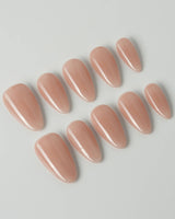 Pure Touch press-on nails in short almond shape — Minimalist Nude Pink,ombre