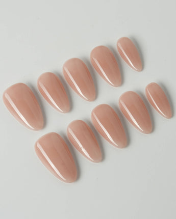 Pure Touch press-on nails in short almond shape — Minimalist Nude Pink,ombre