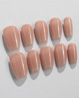 Pure Touch press-on nails in short coffin shape — Minimalist Nude Pink,ombre