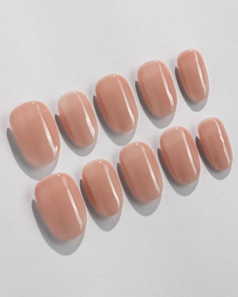 Pure Touch press-on nails in short oval shape — Minimalist Nude Pink,ombre