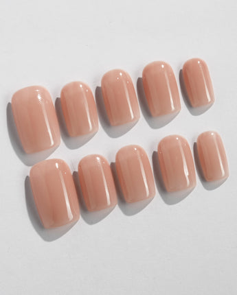 Pure Touch press-on nails in short square shape — Minimalist Nude Pink,ombre