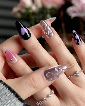 Purple Frost - Joyeenails - DO028 - Custom Size - Add Note / Short Almond