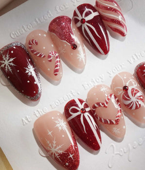 Your Gift press-on nails — Classic Red & White