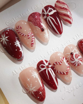 Your Gift press-on nails — Classic Red & White