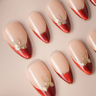 Bow French press-on nails by Joyee Nails