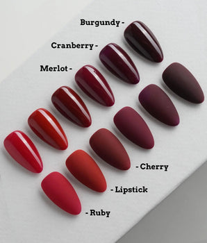 Red Press On Nails – Handmade Cherry to Burgundy – Matte or Glossy – 6 Shades Ruby press on nails, handmade custom nails by Joyeenails