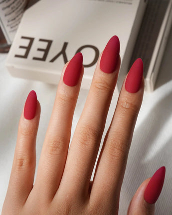 Red Press On Nails – Handmade Cherry to Burgundy – Matte or Glossy – 6 Shades Ruby press on nails, handmade custom nails by Joyeenails