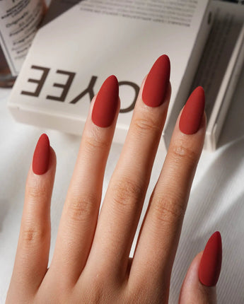 Red Press On Nails – Handmade Cherry to Burgundy – Matte or Glossy – 6 Shades Lipstick press on nails, handmade custom nails by Joyeenails