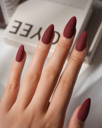 Red Press On Nails – Handmade Cherry to Burgundy – Matte or Glossy – 6 Shades Cherry press on nails, handmade custom nails by Joyeenails