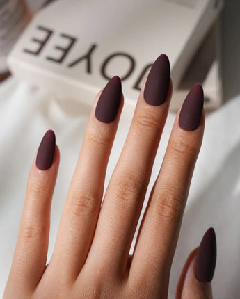 Red Press On Nails – Handmade Cherry to Burgundy – Matte or Glossy – 6 Shades Burgundy press on nails, handmade custom nails by Joyeenails