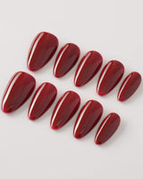 Solid Nails - Red Roses press-on nails — deep red solid nails handmade nail art by Joyee Nails
