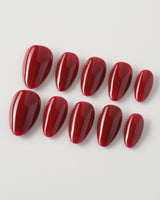 Solid Nails - Red Roses press-on nails — deep red solid nails handmade nail art by Joyee Nails