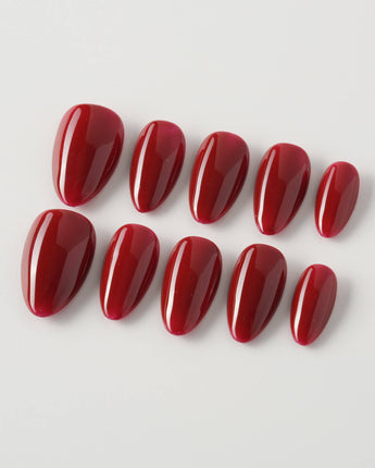 Solid Nails - Red Roses press-on nails with deep red solid polish and elegant finish