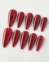 Solid Nails - Red Roses press-on nails — deep red solid nails handmade nail art by Joyee Nails