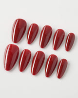 Solid Nails - Red Roses press-on nails — deep red solid nails handmade nail art by Joyee Nails