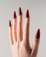 Solid Nails - Red Roses nail art close-up showing deep red solid nails details