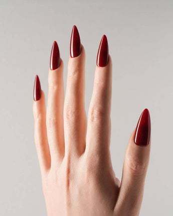 Solid Nails - Red Roses nail art close-up showing deep red solid nails details