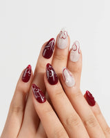 Red String press-on nails — Deep Wine Red &