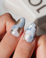 Renaissance Fresco custom size press-on nails in short almond with hand-painted angel art
