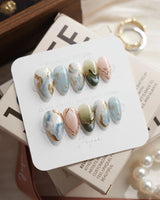 Renaissance Fresco Extra Short Almond press on nails, handmade custom nails by Joyeenails
