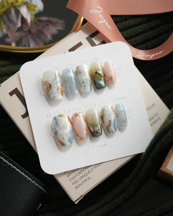 Renaissance Fresco Short Coffin press-on nails