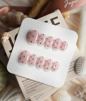 Rose Bead Extra Short Squoval press on nails, handmade custom nails by Joyeenails