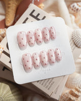Rose Bead short coffin nails with tactile rose metallic dot texture
