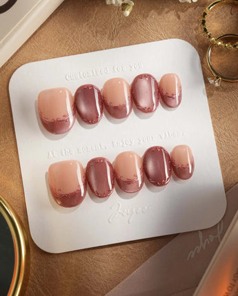 Rose Edge press-on nails with pink rose chrome tips and sculpted baroque gel accents