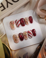 Ruby Night nails — Glitzy Red & Gold by Joyee Nails