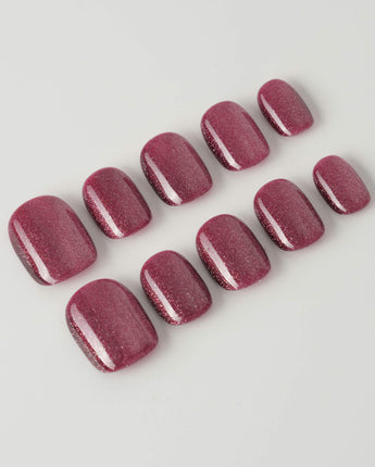 Ruby Red Cat-eye in extra short squoval shape with deep red magnetic shimmer