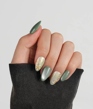 Sage Season press-on nails — Vintage Oil Painting Green,