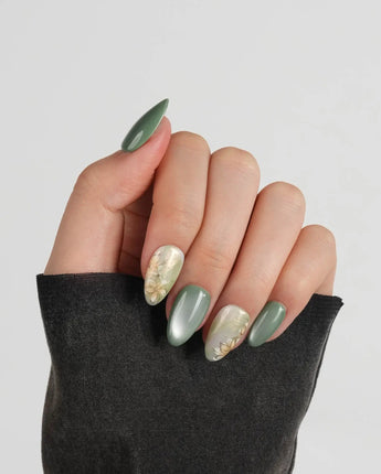 Sage Season press-on nails — Vintage Oil Painting Green,