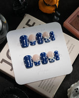 Sailor Dot handmade press-on nails in extra short coffin shape by Joyee Nails
