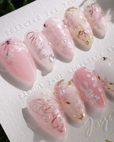 Sakura-Cipher press-on nails — Sweet Cherry Blossom Pink,