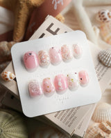 Sakura - Cipher Extra Short Square press on nails, handmade custom nails by Joyeenails