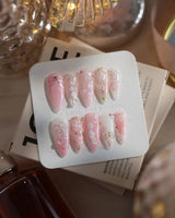 Sakura-Cipher nails in medium stiletto — Sweet Cherry Blossom Pink,
