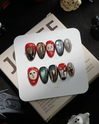 Séance handmade press-on nails in extra short almond shape by Joyee Nails