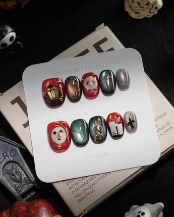 Séance handmade press-on nails in extra short oval shape by Joyee Nails
