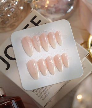 Sheer Stardust press-on nails — Icy Nude Ombre Gradient,