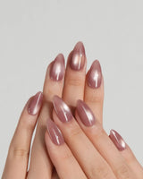 Sheer Look Team #2 nail art close-up showing brown cat eye details