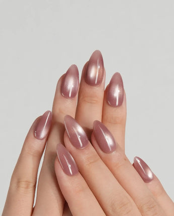 Sheer Look Team #2 nail art close-up showing brown cat eye details