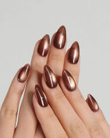 Sheer Look Team #2 press-on nails — brown cat eye handmade nail art by Joyee Nails