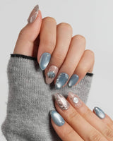 Shell Money extra short almond nails with sculpted conch shells and coral branches
