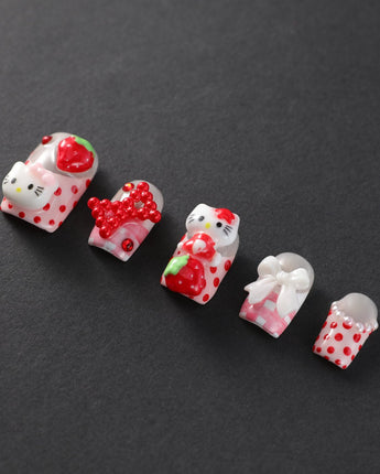 Red Kitty Nails Berry Darling - Joyeenails - AN047 - 1 - XS / Short Square