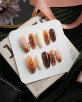 Shy Fawn Medium Almond with brown cute Animal non-3d handmade press-on nails - image 4
