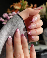 Silk Blush press-on nails — Gentle Pink Tone, French Cat Eye Gradient. handmade nail art by Joyee Nails