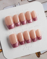 Silk Blush press-on nails in short coffin shape — Gentle Pink Tone, French Cat Eye Gradient.