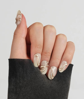 Silk Bow press-on nails — Luxury Creamy White &